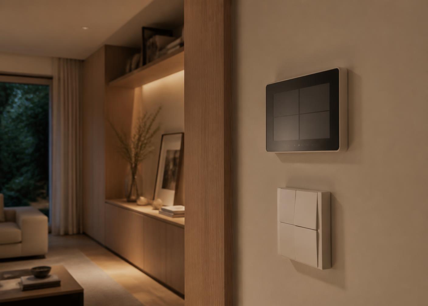 Smart-Home-Panel in einer modernen Stadtwohnung